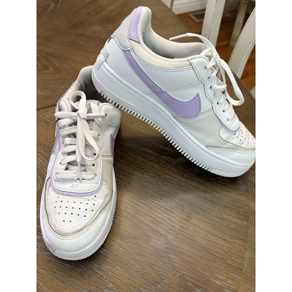 Nike Air Force 1 Shadow White Oxygen Purple Sneakers FN6335-102 Womens 8 - Picture 7 of 9